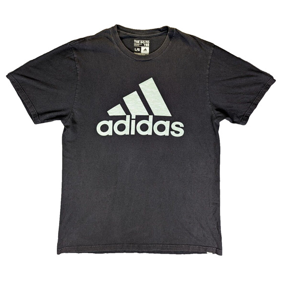 Adidas T-Shirt Large Men's Black Short Sleeve Go-To Tee Cotton Casual Activewear - Picture 1 of 5
